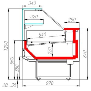 Витрина холодильная Carboma GC95 SV 1,0-1 (ВХСр-1,0 Carboma GC95 KombiLux) (0108 темный дуб) - Изображение 2