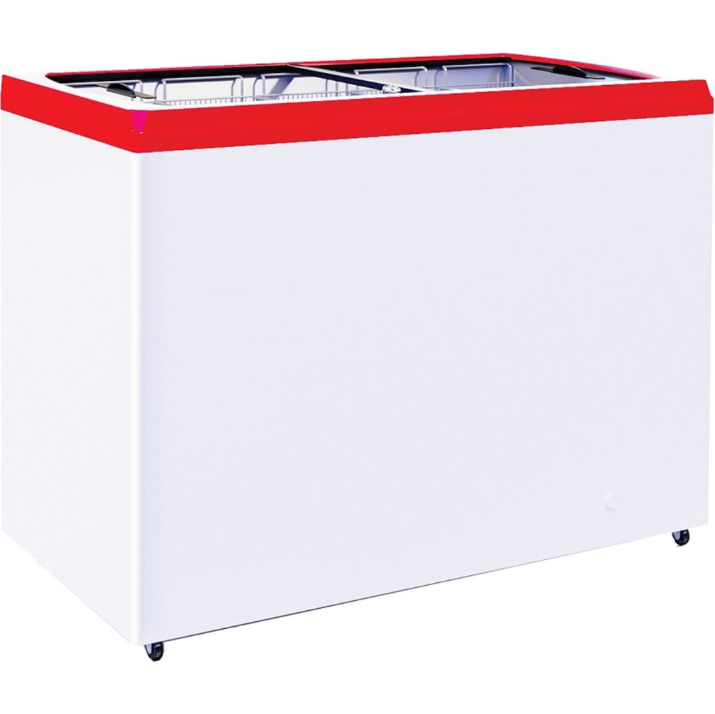 Ларь морозильный с прямым стеклом CRYSPI ЛВН 200 П (СF 200FQ) красный 3 корзины