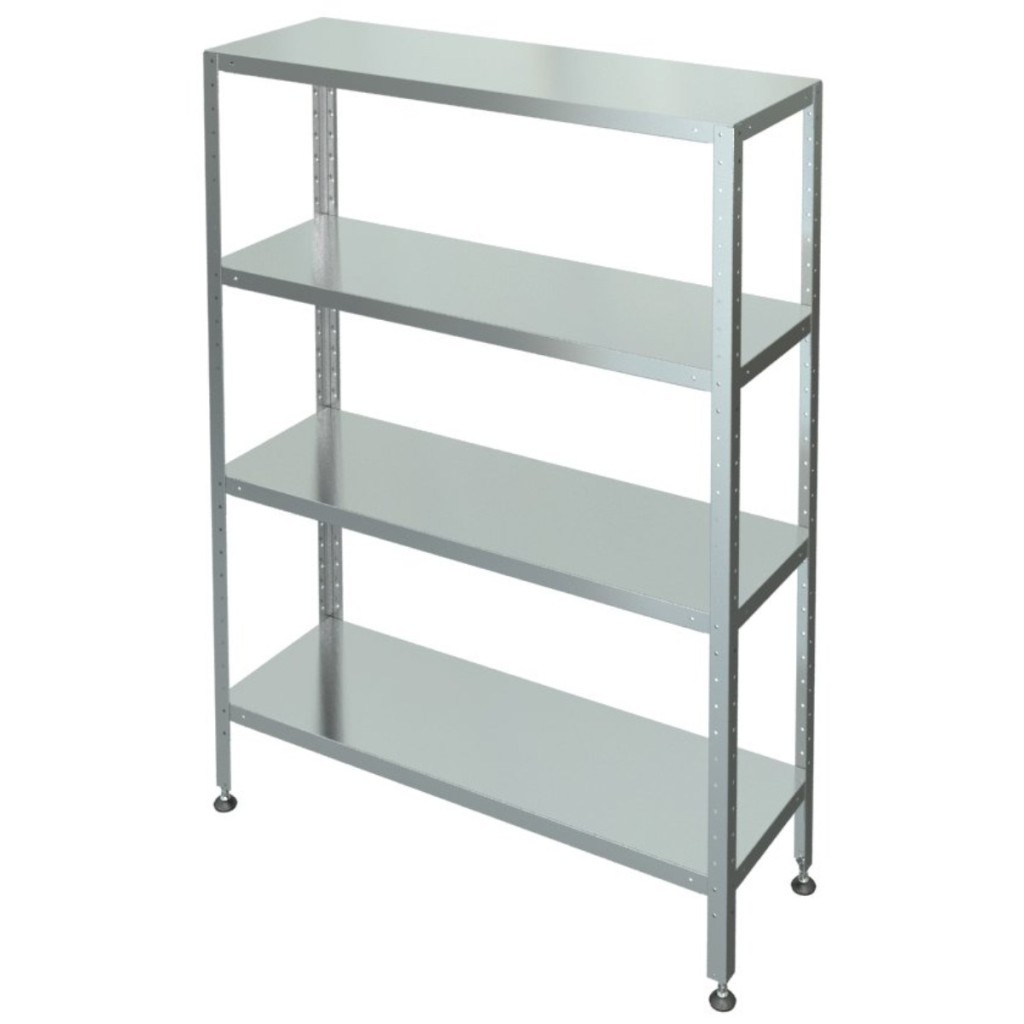 Стеллаж с 4-я сплошными полками МХМ С-4-0,5/1,4/1,8 (нержавейка) 