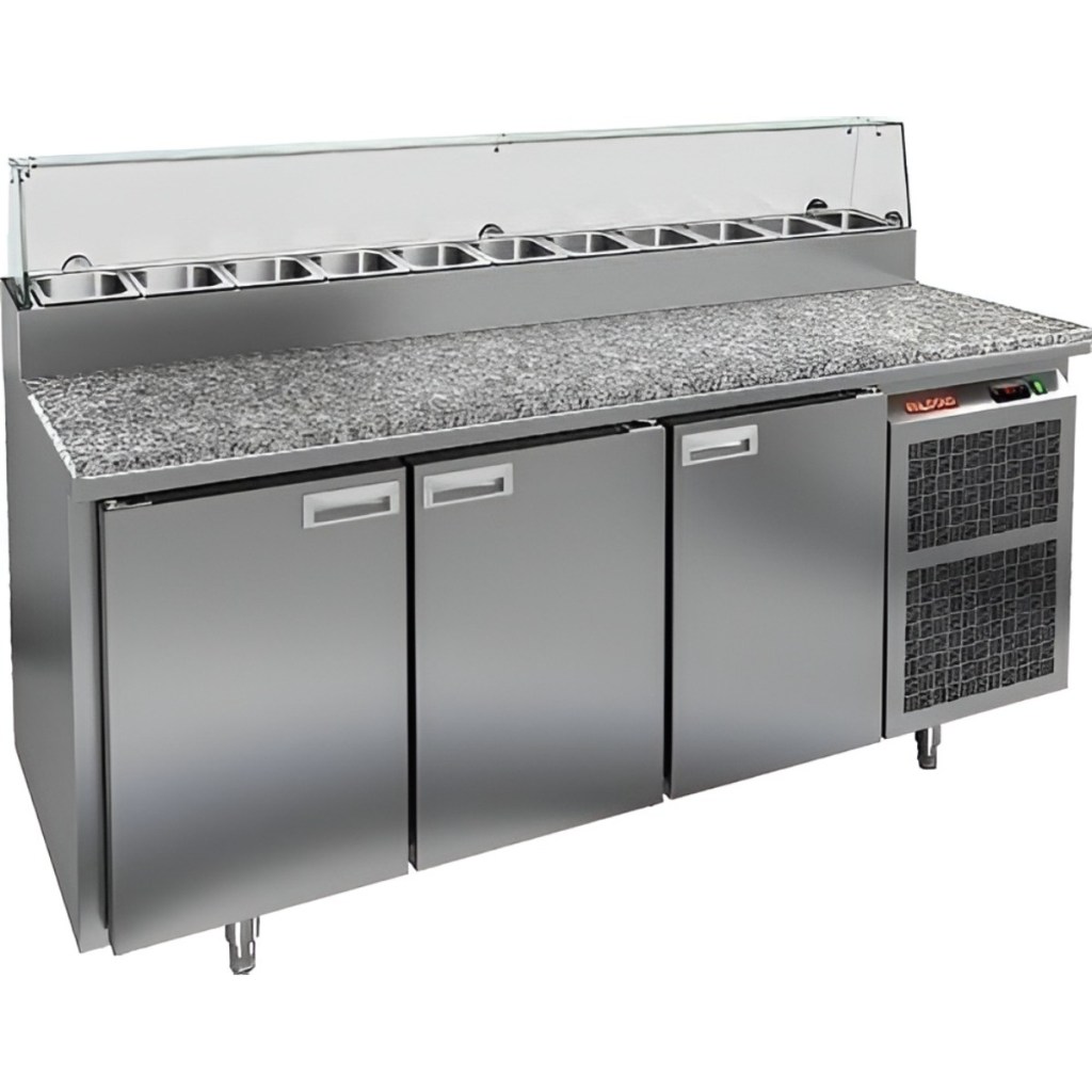 Стол холодильный для пиццы HiCold PZ2-111/GN (1/6H) камень со стеклом (R290)