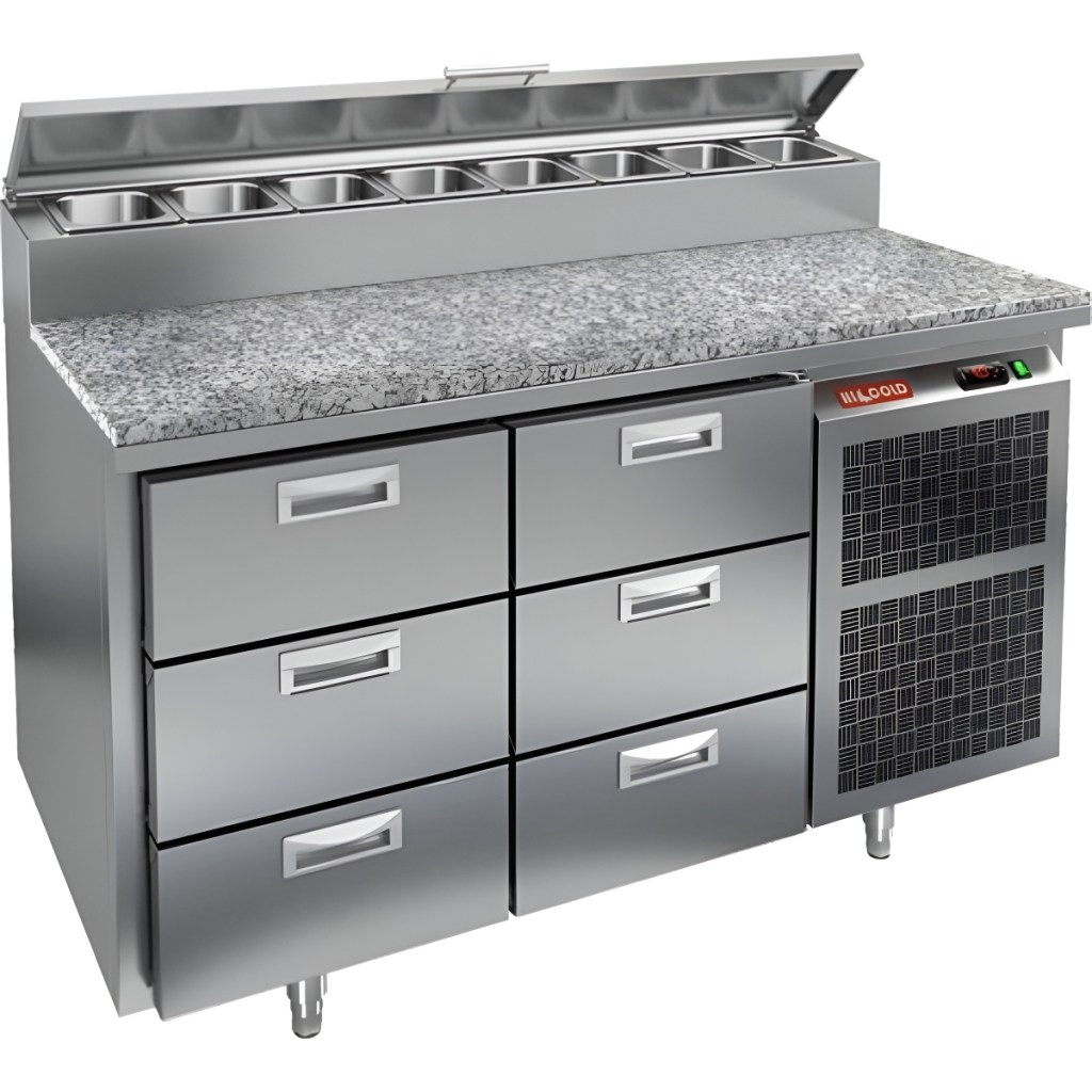 Стол холодильный для пиццы HiCold PZ2-33GN (1/6) камень