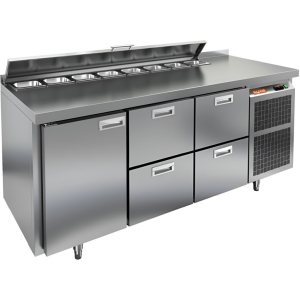 Стол холодильный для салатов HiCold SL2-122GN (1/6) с крышкой