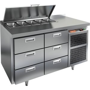 Стол холодильный для салатов HiCold SL2-33GN (1/6) с крышкой