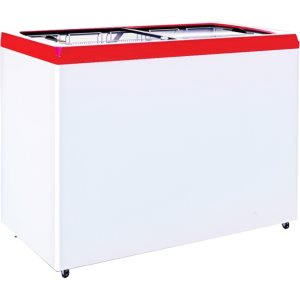 Ларь морозильный с прямым стеклом CRYSPI ЛВН 300 П (СF 300FQ) красный 4 корзины